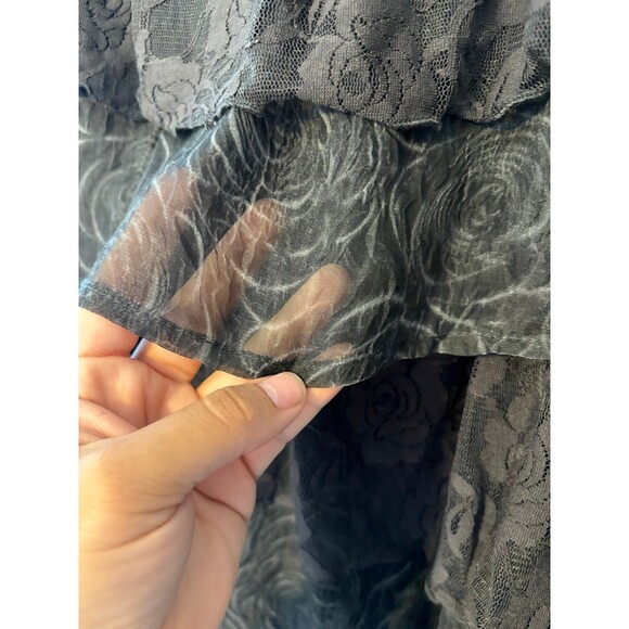 Listicle Charcoal Floral Lace Ruffle Tier Maxi Skirt Size L Boho - Picture 6 of 9